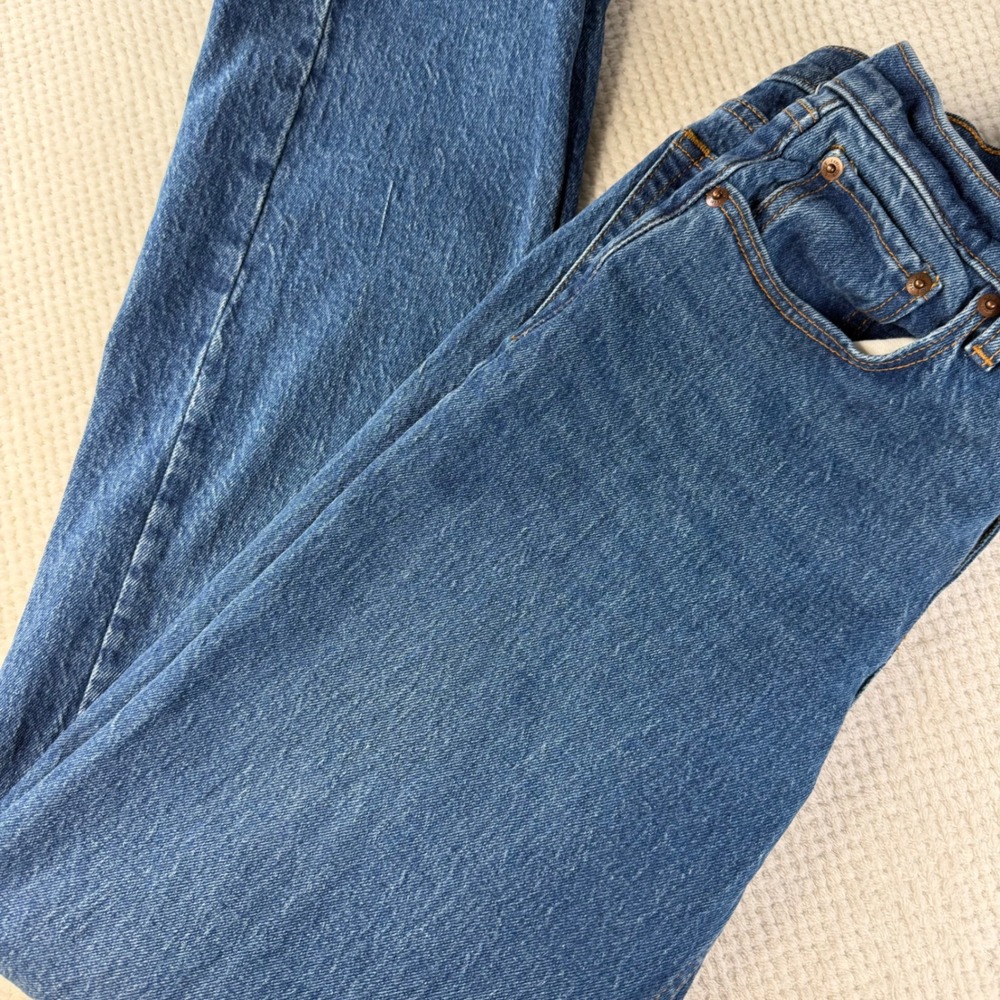 Abercrombie & Fitch Curve Love Mid Rise Straight Jeans Blue Denim 26/2L Womens